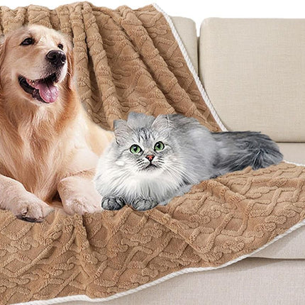 2pcs Pet Blanket for Couch Protection Water Resistance Cats Dogs Blanket for Furniture Protector-Khaki L