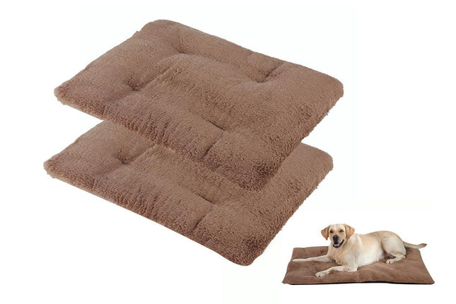 2Pcs Pet Blanket Self-Heating Bed Pad Cat Dog Self-Warming Cushion-Khaki XL