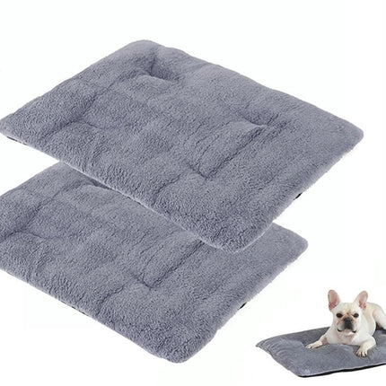 2Pcs Pet Blanket Self-Heating Bed Pad Cat Dog Self-Warming Cushion-Grey M