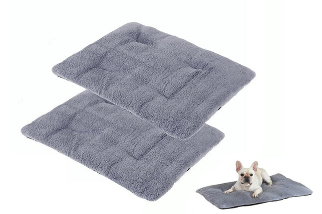 2Pcs Pet Blanket Self-Heating Bed Pad Cat Dog Self-Warming Cushion-Grey XL
