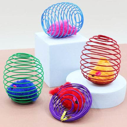 5Pcs Cat Spring Balls Toys Stretchable Rolling Balls Cat Spring Toys for Kitten