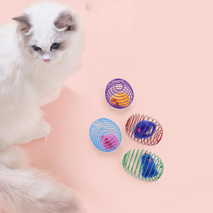 5Pcs Cat Spring Balls Toys Stretchable Rolling Balls Cat Spring Toys for Kitten