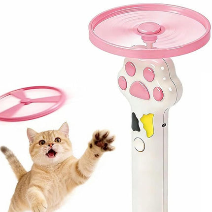 Cat Toy Disc Launcher Cat Fetch Toy Cat Disc Launcher with Lights-White
