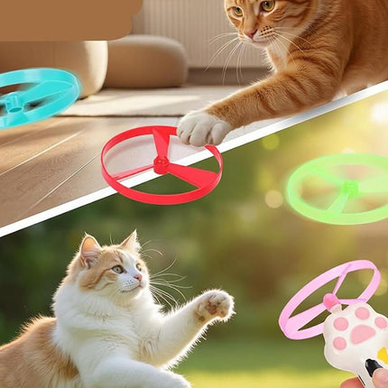 Cat Toy Disc Launcher Cat Fetch Toy Cat Disc Launcher with Lights-White