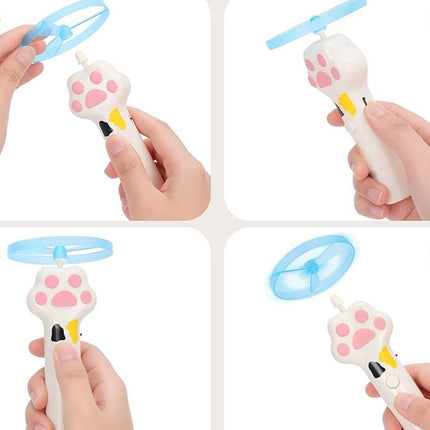Cat Toy Disc Launcher Cat Fetch Toy Cat Disc Launcher with Lights-White
