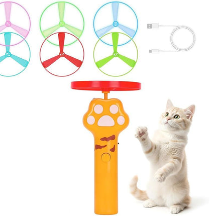 Cat Toy Disc Launcher Cat Fetch Toy Cat Disc Launcher with Lights-White