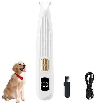 Electric Dog Paw Trimmer Digital Display Dual Speed Pet Groomer-White