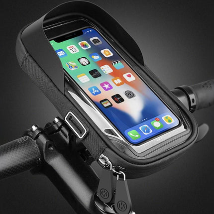 Waterproof Bike Phone Holder Fully Enclosed Touch Sensitive Phone Mount-Black