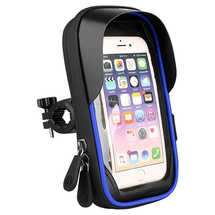 Waterproof Bike Phone Holder Fully Enclosed Touch Sensitive Phone Mount-Blue
