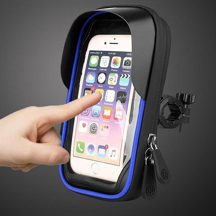 Waterproof Bike Phone Holder Fully Enclosed Touch Sensitive Phone Mount-Blue