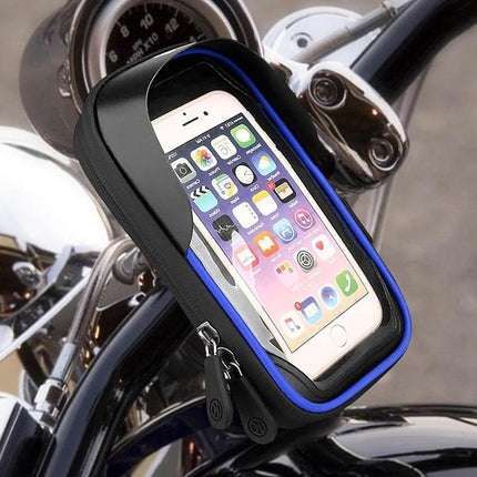 Waterproof Bike Phone Holder Fully Enclosed Touch Sensitive Phone Mount-Blue