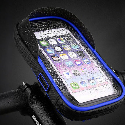 Waterproof Bike Phone Holder Fully Enclosed Touch Sensitive Phone Mount-Blue