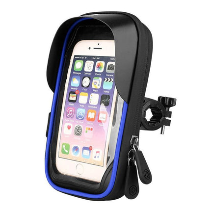 Waterproof Bike Phone Holder Fully Enclosed Touch Sensitive Phone Mount-Blue