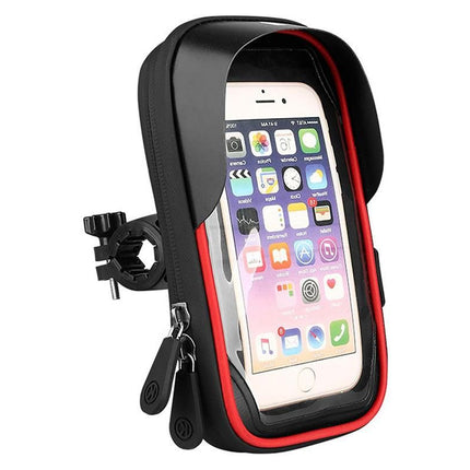 Waterproof Bike Phone Holder Fully Enclosed Touch Sensitive Phone Mount-Red