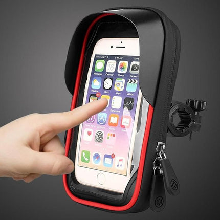 Waterproof Bike Phone Holder Fully Enclosed Touch Sensitive Phone Mount-Red