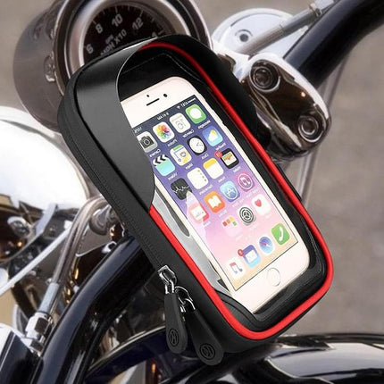 Waterproof Bike Phone Holder Fully Enclosed Touch Sensitive Phone Mount-Red