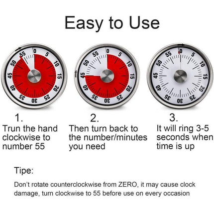 Stainless steel mechanical timer kitchen countdown timer portable mechanical timer red