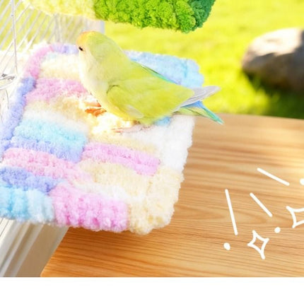Thick Fleece Warm Heated Bird Perch Stand Winter Foot Warmer Toy for Parakeets Lovebirds GREEN