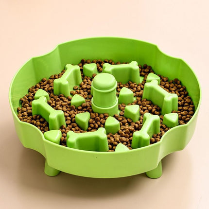 Detachable Rotating Slow-Feeding Pet Bowl, Non-Slip and Choke-Proof Feeding Bowl - Green