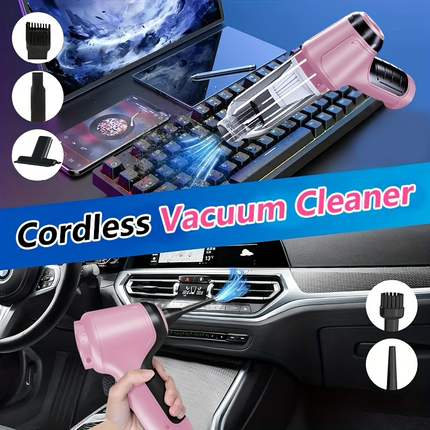 3-in-1 Cordless Handheld Vacuum Cleaner, Multifunction Car and Home Blower and Vacuum for Pet Hair, Window, and Keyboard Cleaning - Black