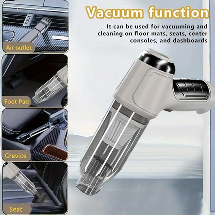 3-in-1 Cordless Handheld Vacuum Cleaner, Multifunction Car and Home Blower and Vacuum for Pet Hair, Window, and Keyboard Cleaning - Gray