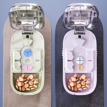 3-in-1 Pill Cutter with Storage Box, 2/3/4 Equal Parts Adjustable Tablet Splitter, Portable Travel Medicine Container - Black
