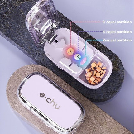 3-in-1 Pill Cutter with Storage Box, 2/3/4 Equal Parts Adjustable Tablet Splitter, Portable Travel Medicine Container - Green