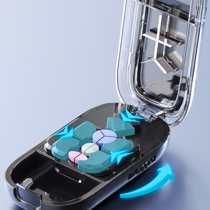 3-in-1 Pill Cutter with Storage Box, 2/3/4 Equal Parts Adjustable Tablet Splitter, Portable Travel Medicine Container - Green