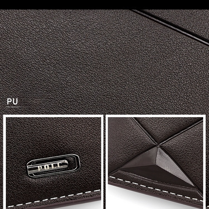 Men's Short Bifold PU Wallet, Geometric Embossed Billfold with Multiple Card Slots and Zipper Coin Pocket for Business and Casual Daily Use - Light Brown
