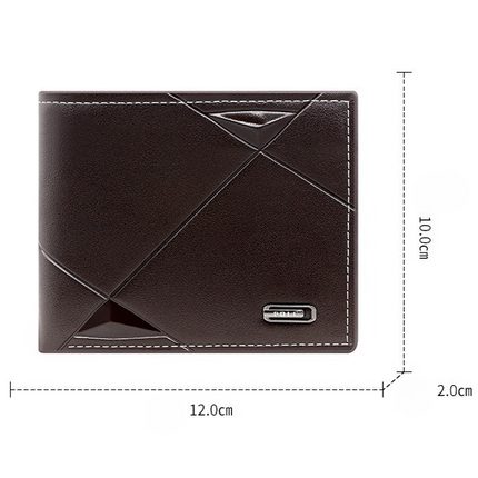 Men's Short Bifold PU Wallet, Geometric Embossed Billfold with Multiple Card Slots and Zipper Coin Pocket for Business and Casual Daily Use - Light Brown