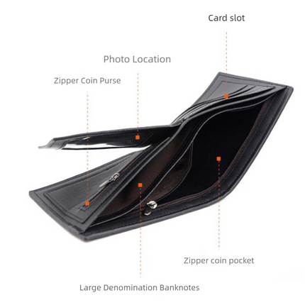 Men's Short Bifold PU Wallet, Geometric Embossed Billfold with Multiple Card Slots and Zipper Coin Pocket for Business and Casual Daily Use - Dark Brown