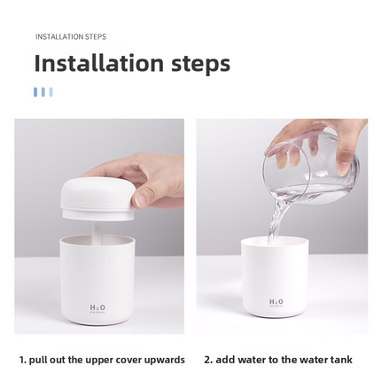 Mini Colorful Cup Humidifier, 300ml Portable USB Cool Mist Humidifier with 7-Color Night Light, for Car, Bedroom, Desk, and Office - Gray