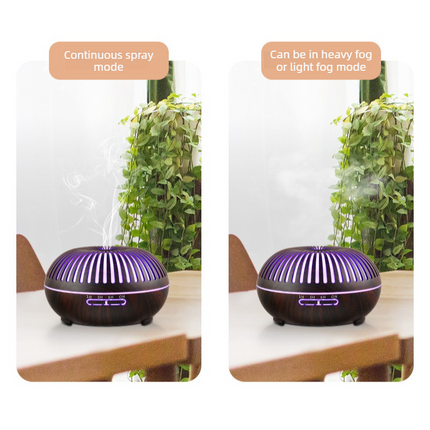 550ML Wood-Grain Aroma Diffuser and Humidifier with Bluetooth Speaker, 7-Color LED Night Light, Remote Control, Timer, and Auto Shut-Off – Light Wood