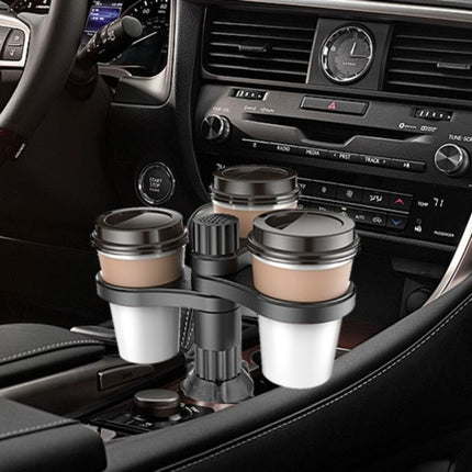 3-Hole Car Cup Holder Expander, Adjustable Rotatable Drink Holder for Car Round Cup Slot