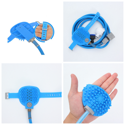 Multi-Functional Pet Shower Brush with Hose, Silicone Massage Sprayer for Dog Cat Bath Cleaning
