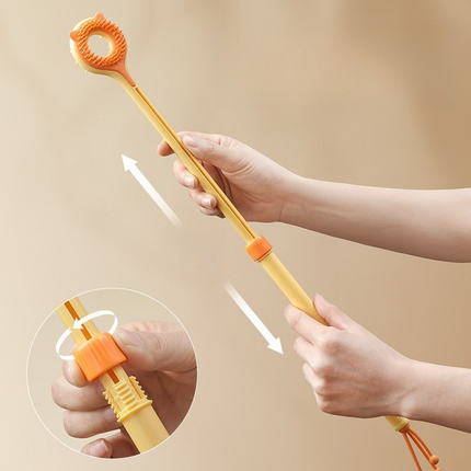 3-in-1 Retractable Pet Scratching Stick, Double-Sided Cat Massage Comb for Cat Grooming—Brown
