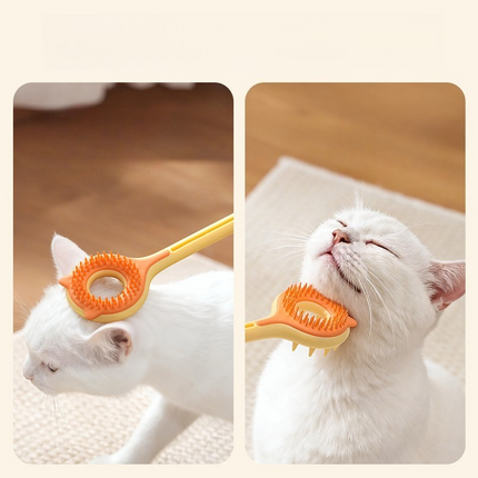 3-in-1 Retractable Pet Scratching Stick, Double-Sided Cat Massage Comb for Cat Grooming—Brown