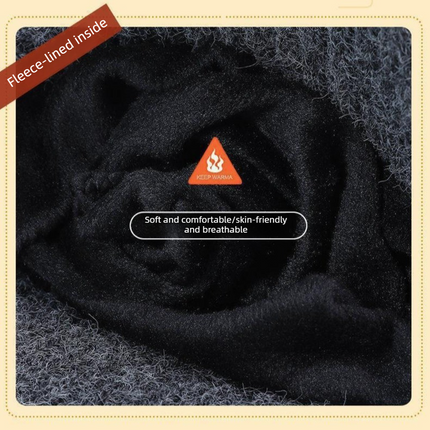 Men's Fleece-Lined Ear Protection Knit Beanie, Warm Thick Winter Hat for Dad or Grandpa—Gray