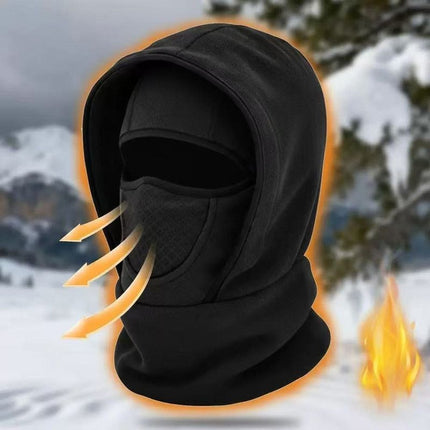 Fleece-Lined Thermal Balaclava, Windproof Face & Neck Cover Hat for Skiing, Cycling, and Outdoor Sports—Black