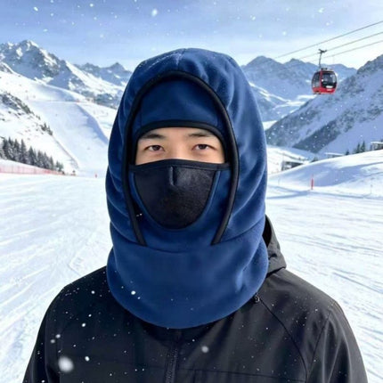 Fleece-Lined Thermal Balaclava, Windproof Face & Neck Cover Hat for Skiing, Cycling, and Outdoor Sports—Blue