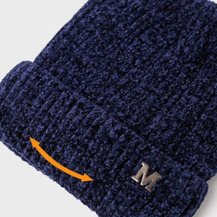 Men's Fleece-Lined Thick-Knit Beanie, Warm Winter Stretch Cold-Proof Skull Cap for Outdoor Cycling—Black