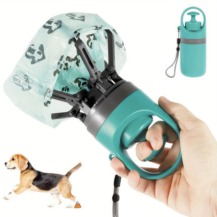 Blue - 6-Claw Portable Pet Poop Picker, Outdoor Pet Poop Pick-Up Tool, Plus a Free Roll of Trash Bags