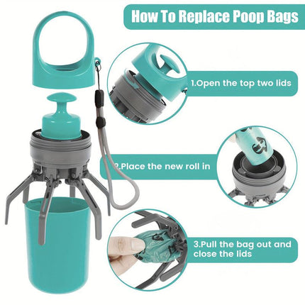 Blue - 6-Claw Portable Pet Poop Picker, Outdoor Pet Poop Pick-Up Tool, Plus a Free Roll of Trash Bags