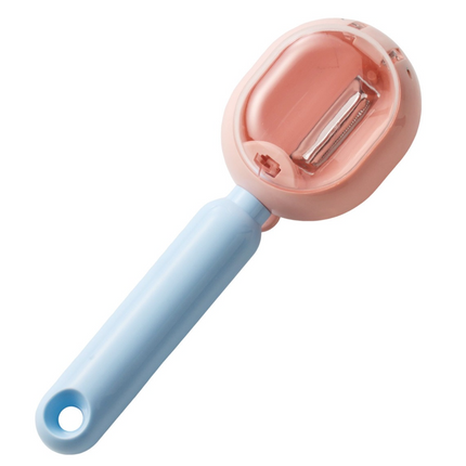 Storage-Type Vegetable Peeler, One-Button Pop-Up to Prevent Peel Splashing, Stainless Steel Fruit Peeling Tool—Pink