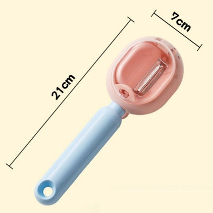 Storage-Type Vegetable Peeler, One-Button Pop-Up to Prevent Peel Splashing, Stainless Steel Fruit Peeling Tool—Yellow