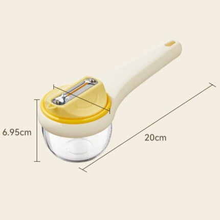 Rotatable Vegetable Peeler with Peel Storage Container, Anti-Splash Stainless Steel Peeling Tool—Yellow