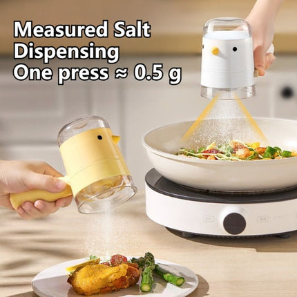 Quantitative Salt Shaker, Press-Type Seasoning Bottle, Dustproof and Moisture-Proof Kitchen Spice Container—White