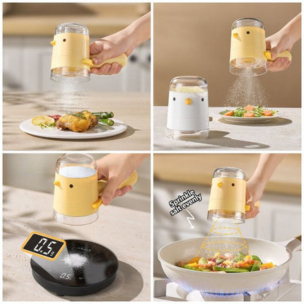 Quantitative Salt Shaker, Press-Type Seasoning Bottle, Dustproof and Moisture-Proof Kitchen Spice Container—White