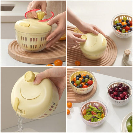 Hand-Crank Fruit & Vegetable Spinner, Manual Salad Dryer, Kitchen Washing and Draining Basket—Pink