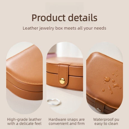 Double-Layer PU Leather Jewelry Box, Portable Compartment Storage Case for Necklaces, Earrings, and Rings—Gray